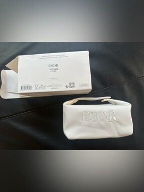 Dior Cream Satin Wristlet Pouch